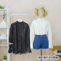 Minimal Embroidery Stand Collar Shirt เสื้อเชิ้ตคอตั้งปักลาย ลุคมินิมอล-681201310290