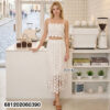 White textured crop top and midi skirt breathable summer co ord set