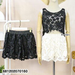 Lace Mini Shorts with Elastic Waist กางเกงลูกไม้ขาสั้น เอวยืด-681202070160