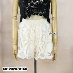 White nylon lace shorts with elastic waistband lightweight summer beachwear