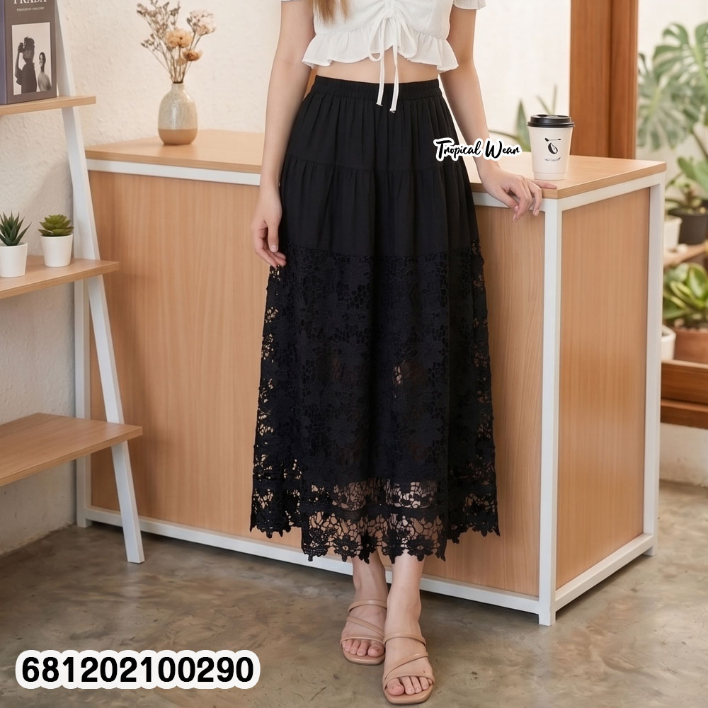 free size lace summer maxi skirt breathable resort beachwear fashion