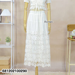 free size lace summer maxi skirt breathable resort beachwear fashion