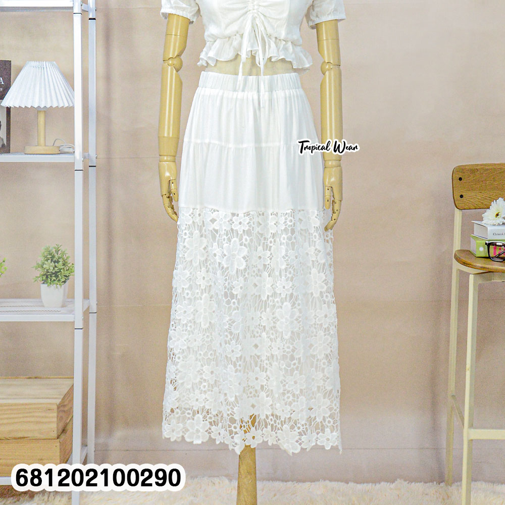 free size lace summer maxi skirt breathable resort beachwear fashion