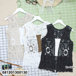 Festival crochet lace vest open front sleeveless