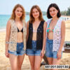 Festival crochet lace vest open front sleeveless