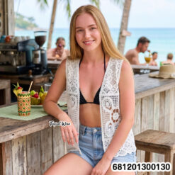 Festival crochet lace vest open front sleeveless