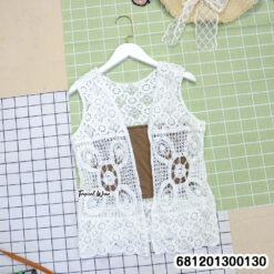 Festival crochet lace vest open front sleeveless