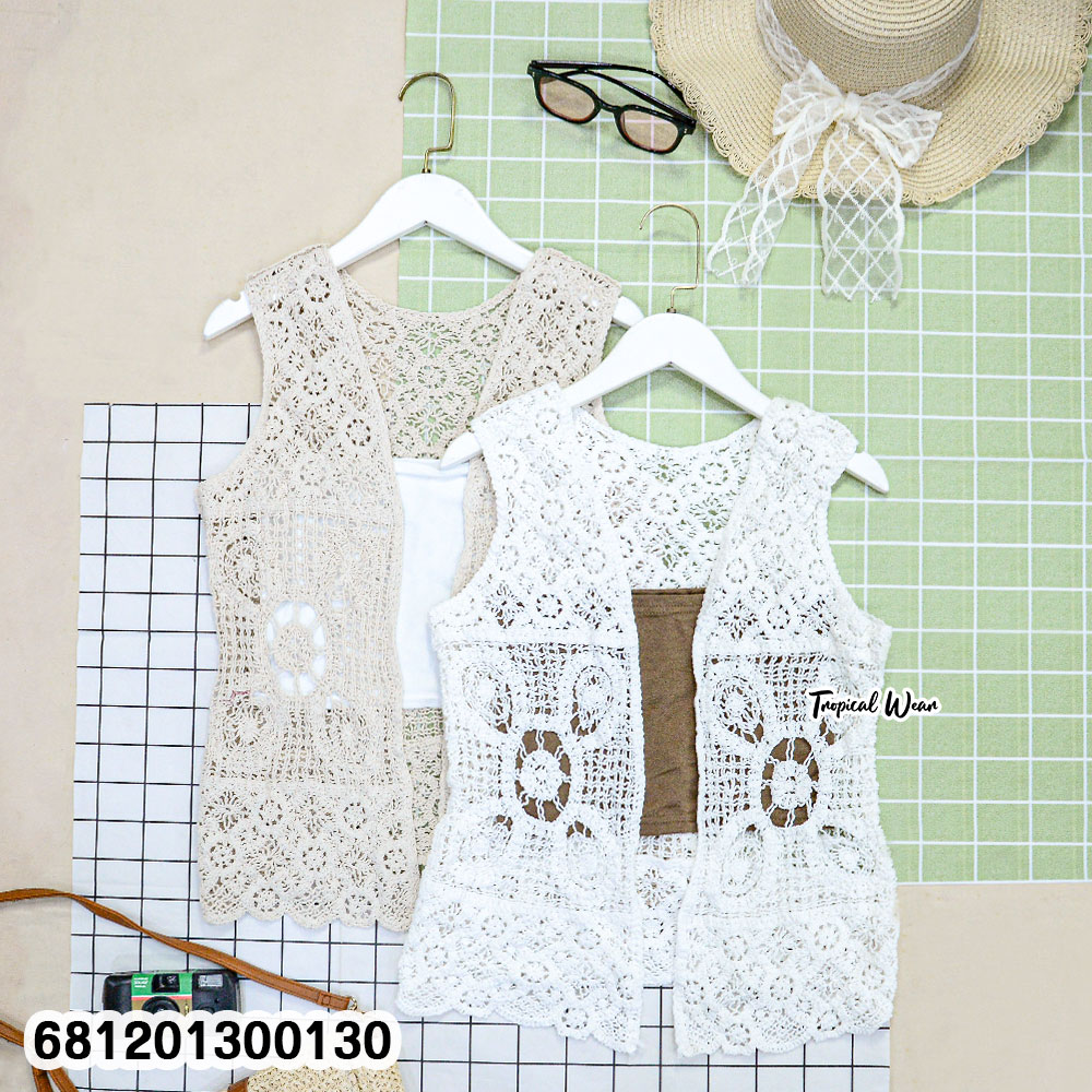 Boho Crochet Lace Vest เสื้อกั๊กโครเชต์ลูกไม้ สไตล์โบโฮ-681201300130