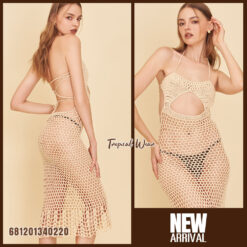 Handmade breathable crochet maxi dress for summer