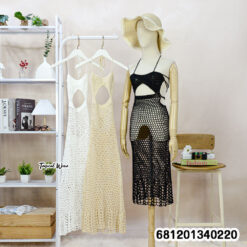 Halter Neck Crochet Maxi Dress เดรสยาวโครเชต์ สายคล้องคอ-681201340220