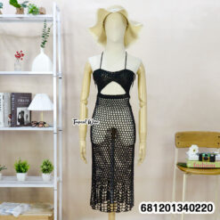 Handmade breathable crochet maxi dress for summer