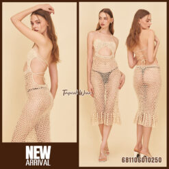 Handmade breathable crochet maxi dress for summer