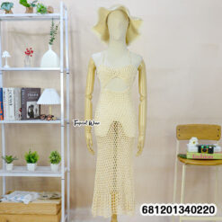 Handmade breathable crochet maxi dress for summer