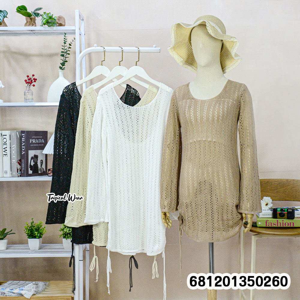 Bohemian Crochet Knit Dress เดรสถักโครเชต์ สไตล์โบฮีเมียน-681201350260
