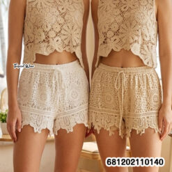 free size cotton lace beach shorts elastic waist breathable summer beachwear
