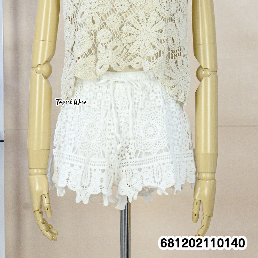 free size cotton lace beach shorts elastic waist breathable summer beachwear