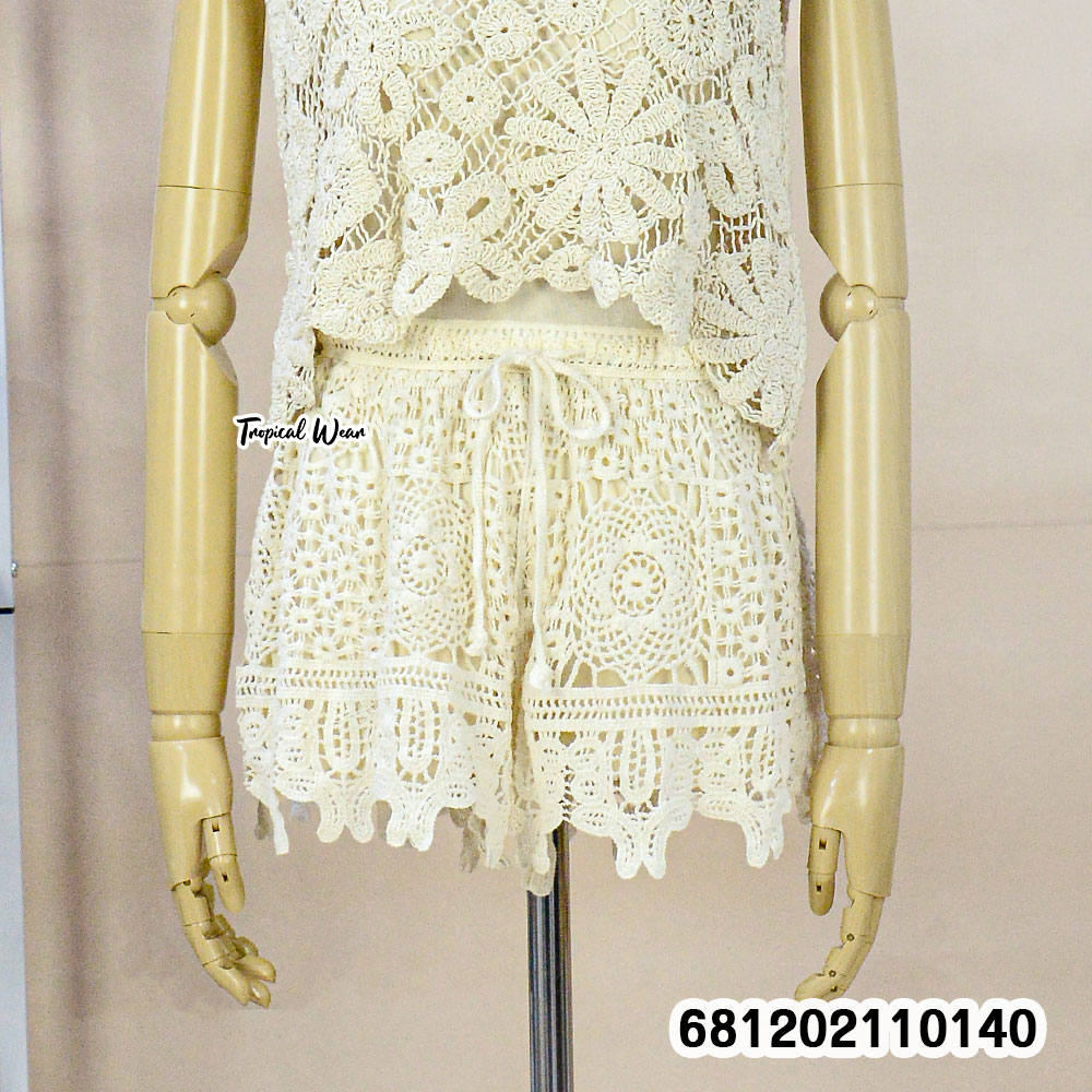 free size cotton lace beach shorts elastic waist breathable summer beachwear