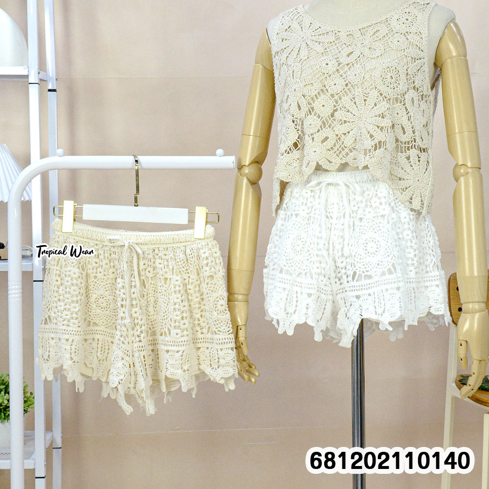 Boho Crochet Lace Shorts กางเกงขาสั้นโครเชต์ลูกไม้ สไตล์โบโฮ-681202110140