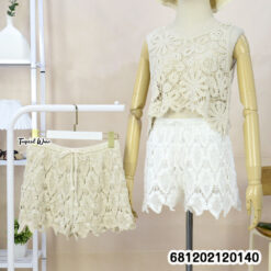 Boho Crochet Drawstring Shorts กางเกงขาสั้นโครเชต์ เชือกรูด สไตล์โบโฮ-681202120140