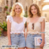 White romantic lace ruffle crop top with chiffon body