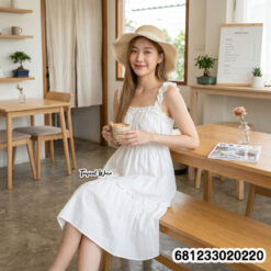free size cotton summer midi dress breathable lightweight beach resort fashion