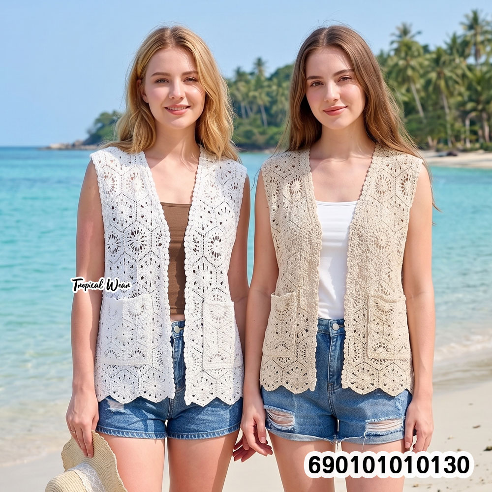 free size cotton knit boho vest breathable summer layering vest