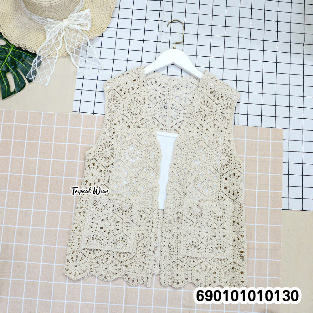 free size cotton knit boho vest breathable summer layering vest