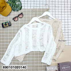 Bohemian Crochet Long Sleeve Crop เสื้อครอปโครเชต์แขนยาว สไตล์โบฮีเมียน-690101020140