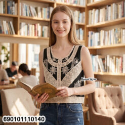 Embroidered Lace Sleeveless Top เสื้อแขนกุดปักลาย แต่งลูกไม้-690101110140