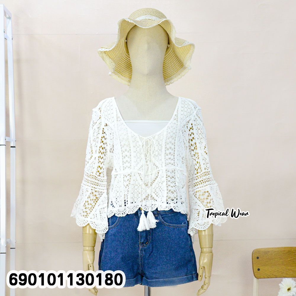 free size crochet style boho top lightweight breathable summer beachwear fashion