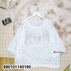 free size cotton embroidered summer blouse lightweight breathable casual beachwear top for hot weather