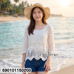free size cotton lace boho blouse lightweight breathable summer beachwear top relaxed fit