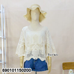 free size cotton lace boho blouse lightweight breathable summer beachwear top relaxed fit