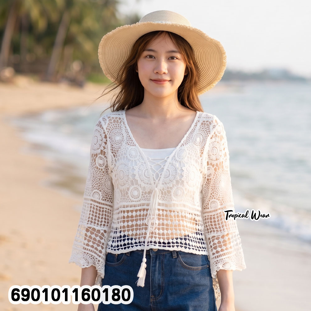 lightweight crochet lace top free size breathable hot weather summer outfit