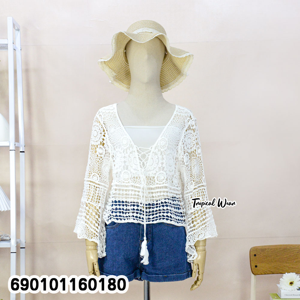 lightweight crochet lace top free size breathable hot weather summer outfit