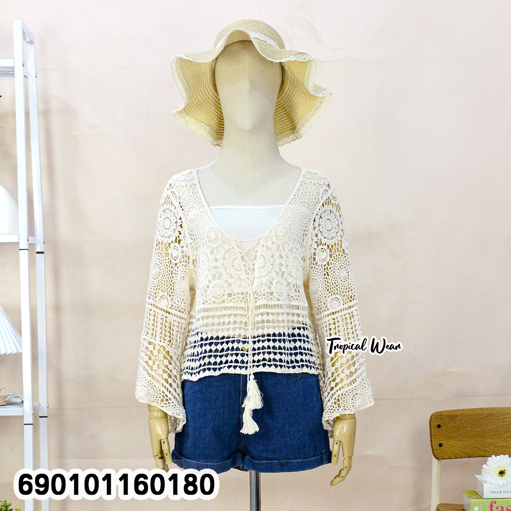 lightweight crochet lace top free size breathable hot weather summer outfit