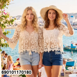 hot summer crochet lace top free size breathable beachwear blouse for women