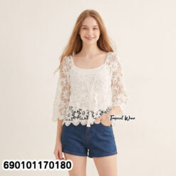 hot summer crochet lace top free size breathable beachwear blouse for women