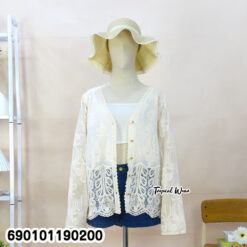 embroidered cotton lace blouse free size breathable summer beachwear cardigan style