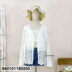 embroidered cotton lace blouse free size breathable summer beachwear cardigan style
