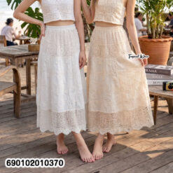 coastal boho cotton maxi skirt tiered embroidered lightweight summer wholesale fashion