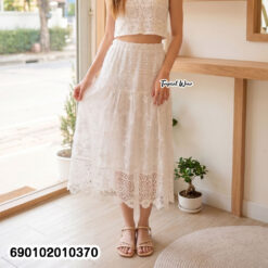 coastal boho cotton maxi skirt tiered embroidered lightweight summer wholesale fashion