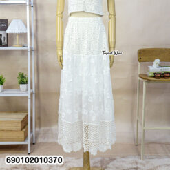 coastal boho cotton maxi skirt tiered embroidered lightweight summer wholesale fashion