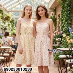 Free size floral summer dress with lightweight breathable fabric designed for wholesale resale and boutique summer collections