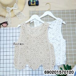 crochet lace top free size breathable beachwear summer outfit women