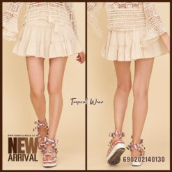 women’s loose fit cotton mini skirt with tiered ruffle design, breathable lightweight free size skirt for hot weather