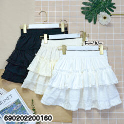 Lace Ruffle Tiered Mini Skirt  กระโปรงสั้นเลเยอร์ระบายแต่งลูกไม้-690202200160