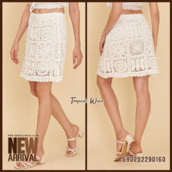 free size crochet style mini skirt with breathable lightweight fabric boho summer beachwear outfit