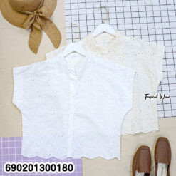 Minimal Embroidered Cotton Blouse เสื้อเบลาส์ผ้าฝ้ายปักลาย มินิมอล – 690201300180