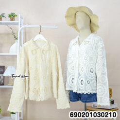 Boho Crochet Lace Long Sleeve Shirt เสื้อเชิ้ตลูกไม้โครเชต์ แขนยาว สไตล์โบโฮ-690201030210